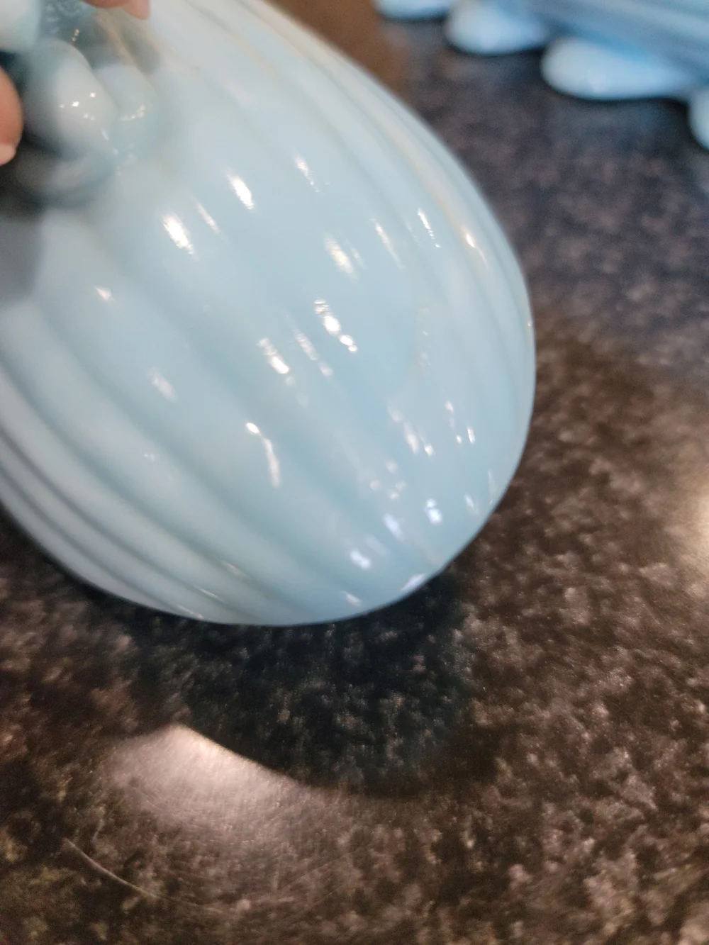 Vintage Portieux Vallerysthal Blue Milk Glass Squirrel Acorn Covered Dish France